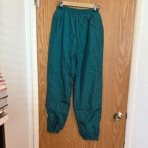 Vintage 90s River Edge Teal Crinkle Nylon Track Athletic Pants Streetwear Jogger
